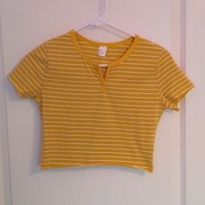 Yellow Striped crop tee